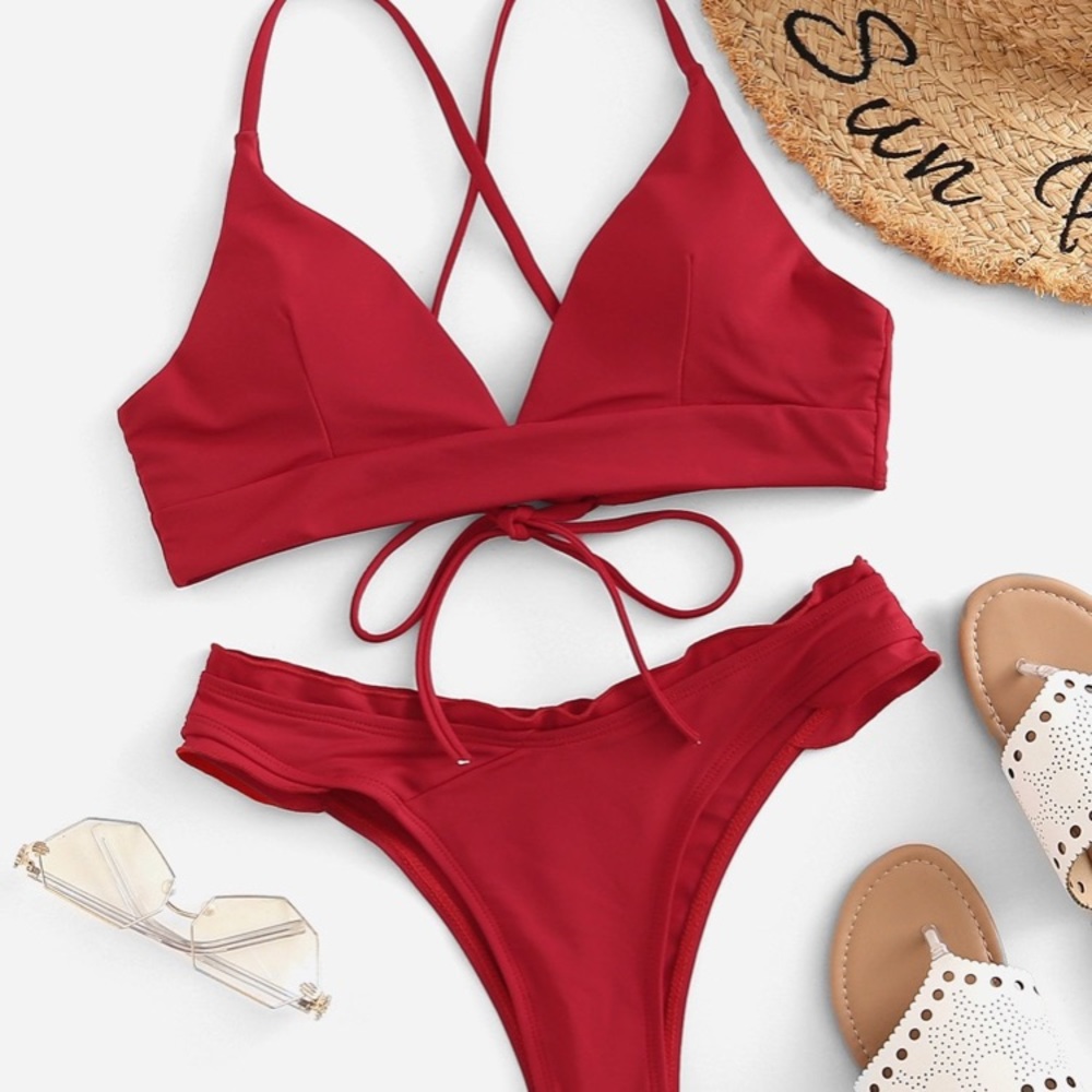 Red cheeky bikini